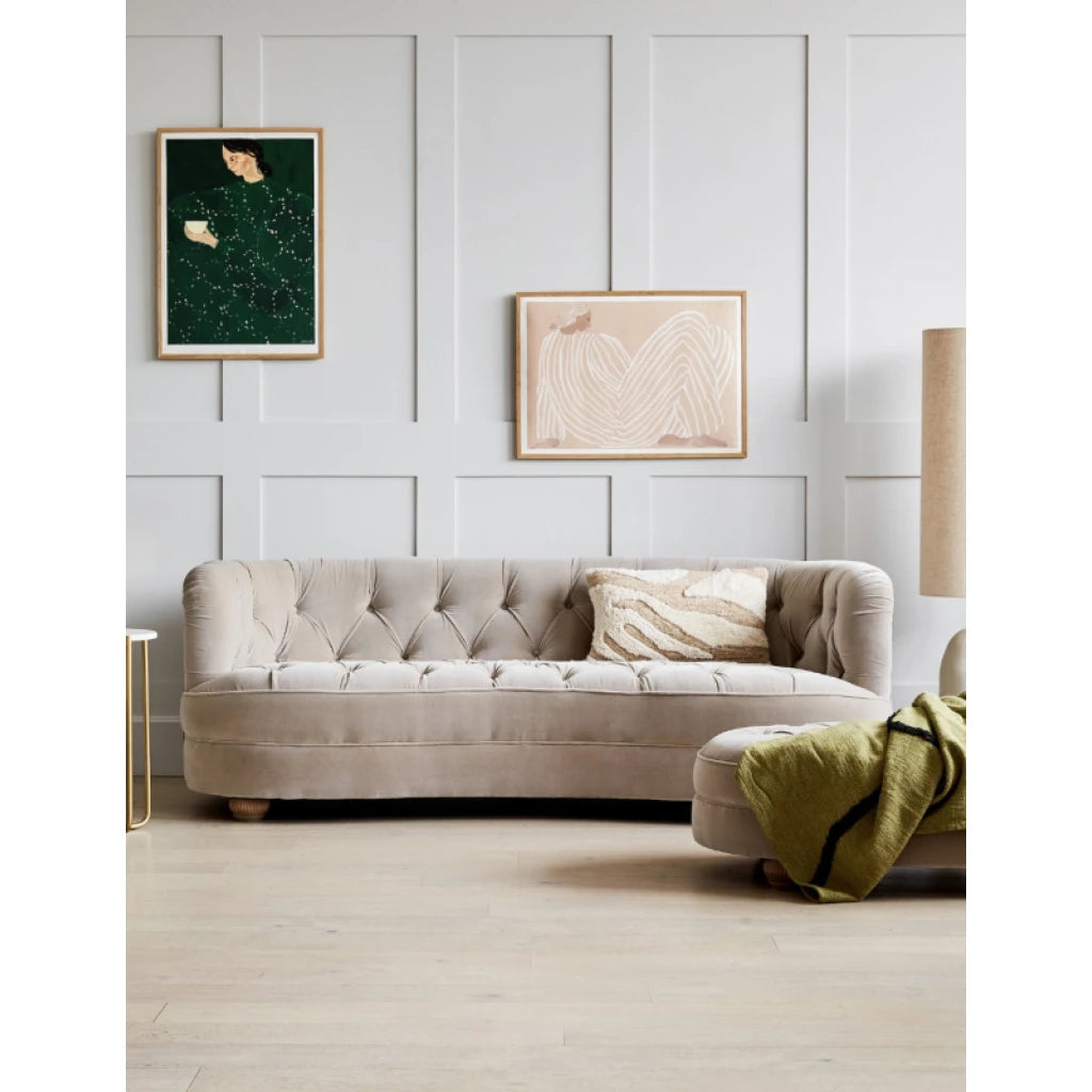 KUFEH – Beige Curved Three Seater Sofa