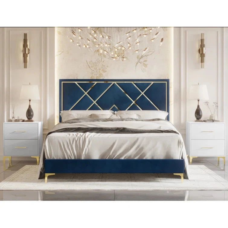 BRILORA – Contemporary Design Navy Blue & White Bed Set