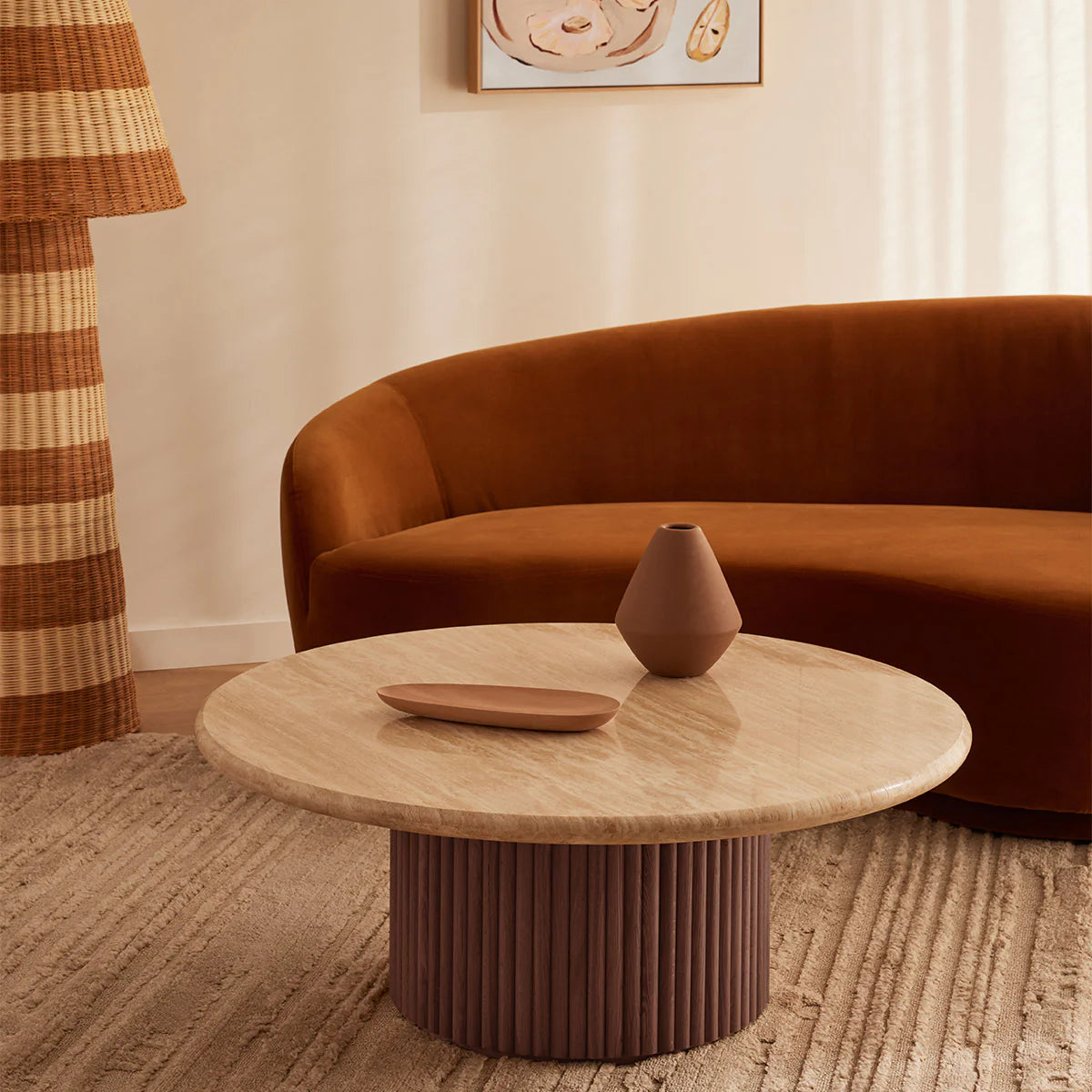 QUILLA – Beige Round Marble Top Coffee Table