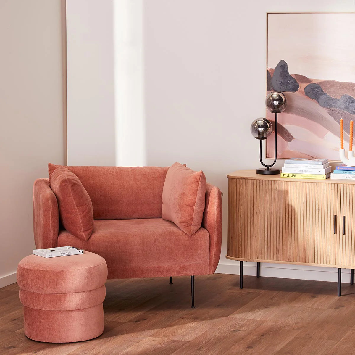 VORRIN – Rustic Orange Low Back Style Sofa Chair