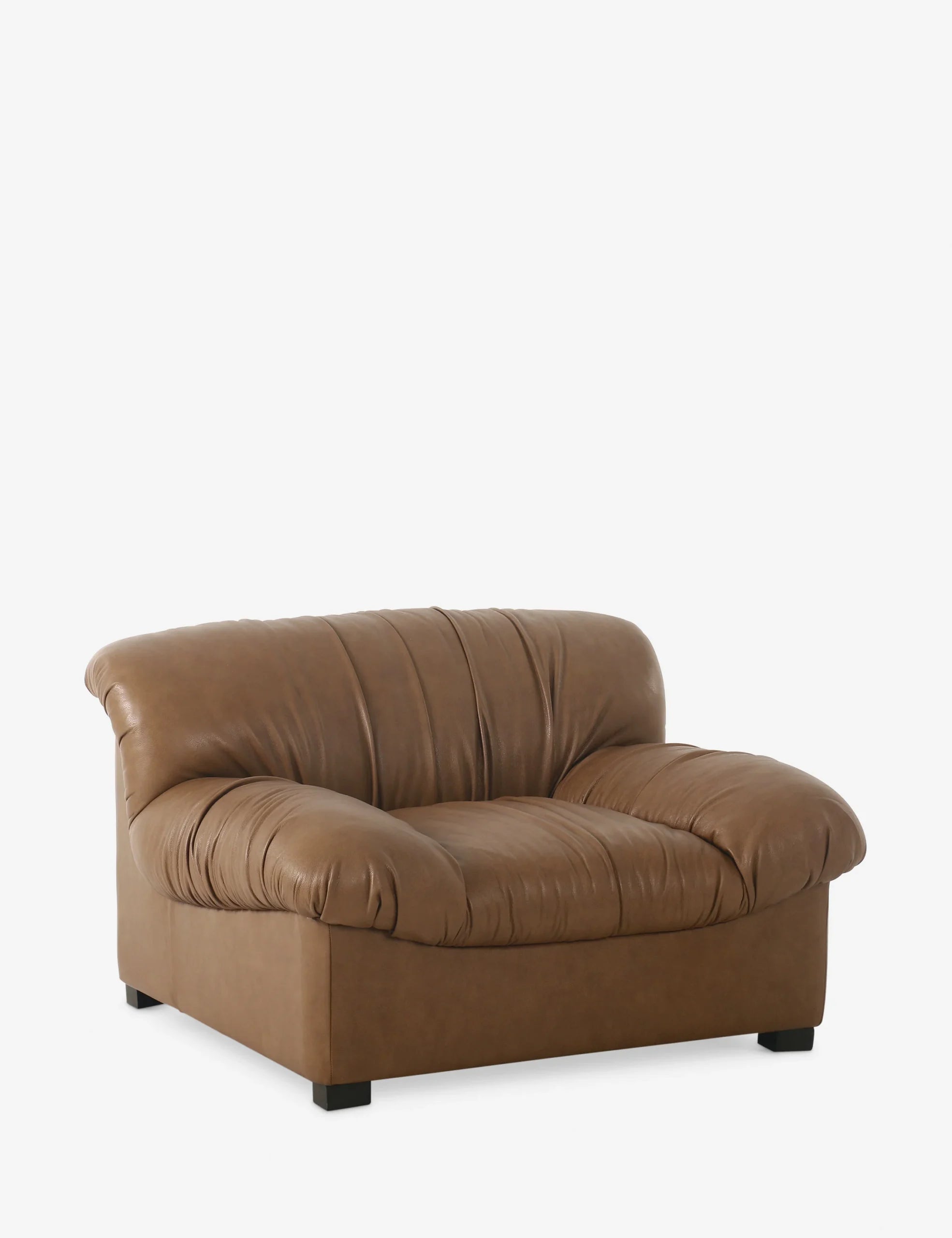 AMARA – Wide Tan Faux Leather Accent Chair