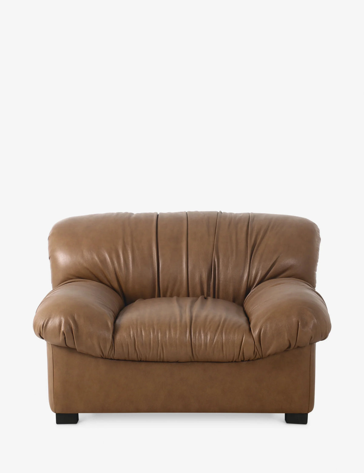 AMARA – Wide Tan Faux Leather Accent Chair