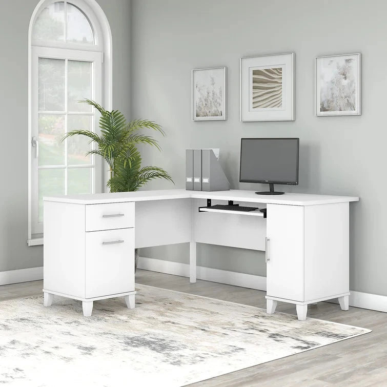 GLACIERA – L Shape White Manager Desk