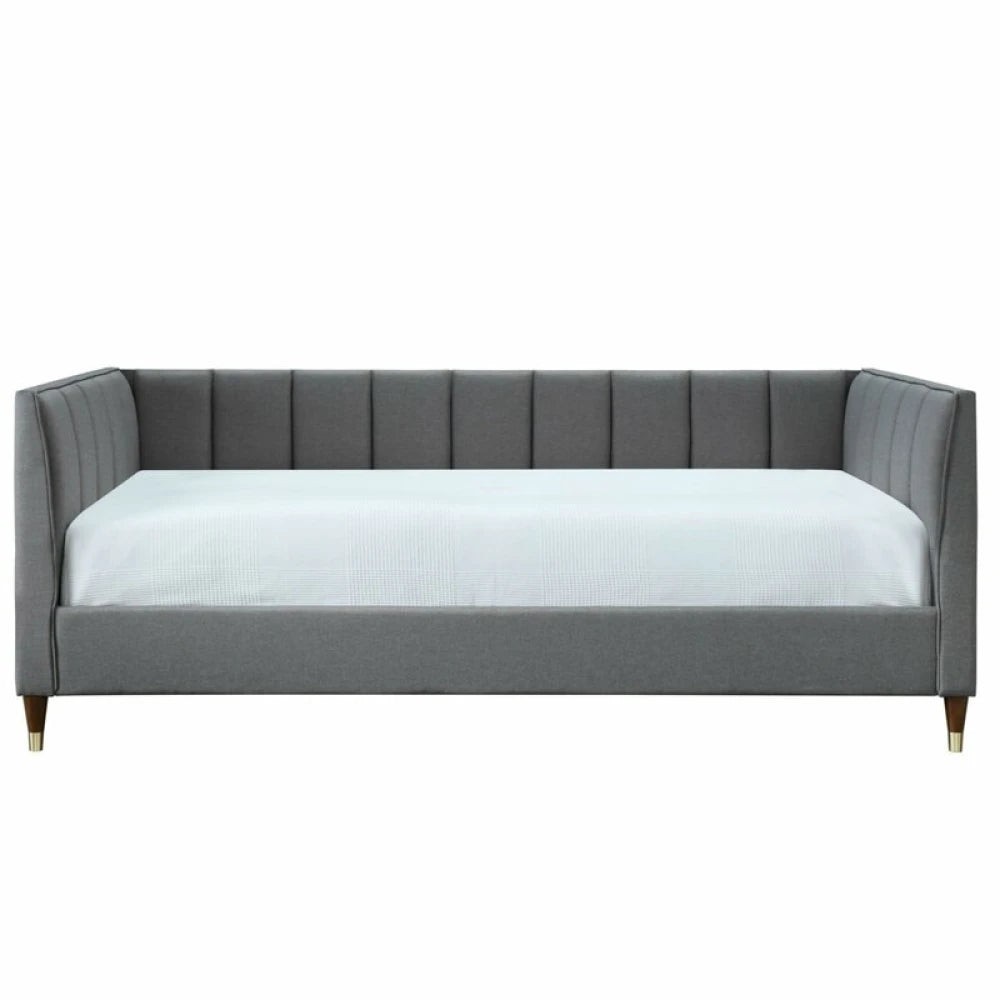 ANDRO – Grey Chanel Tufted Daybed with Brass Capped Feet