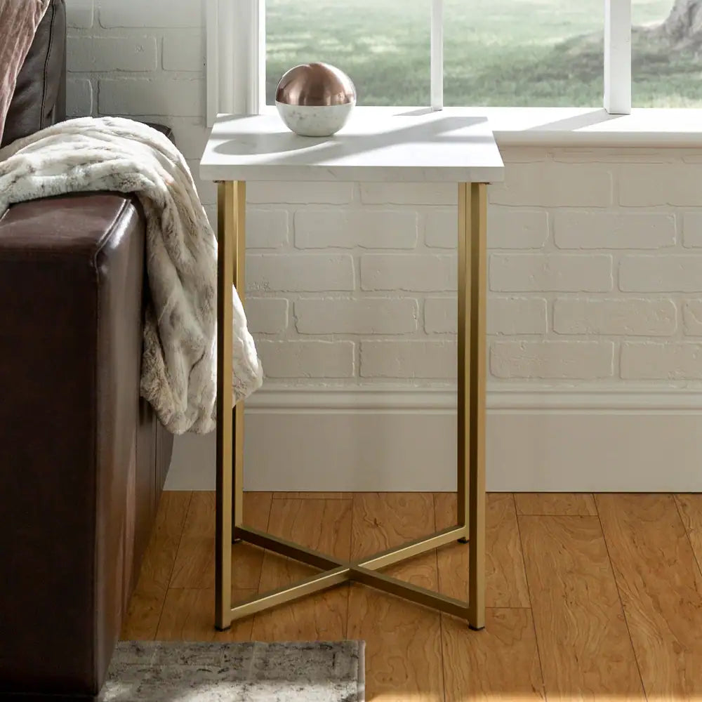 QUESH - Crossed Legs Marble Top Side Table