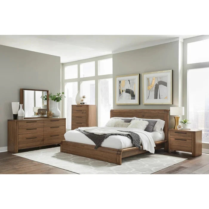 LIRONA – Dark brown Curved Style King Size Bed Set