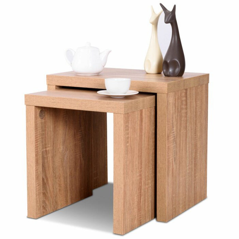 JOHNS - Nesting Side Tables Two Piece Oak Brown