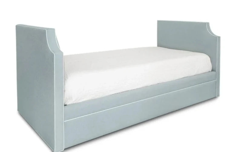 RIE – Grey Blue Backless Daybed with Two Neck Pillows