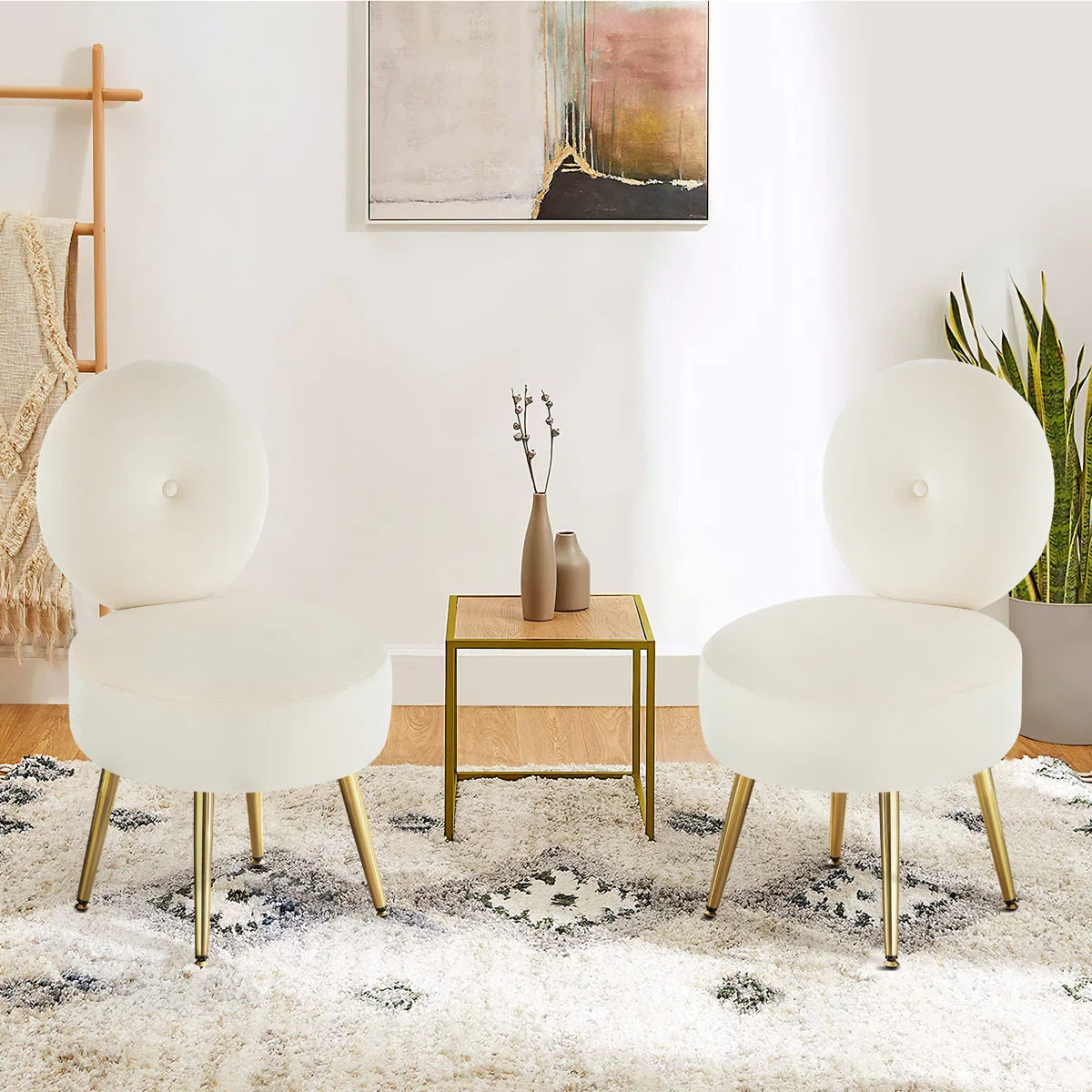 ZELVA – Donut Shape Vanity Chair with Metallic Legs