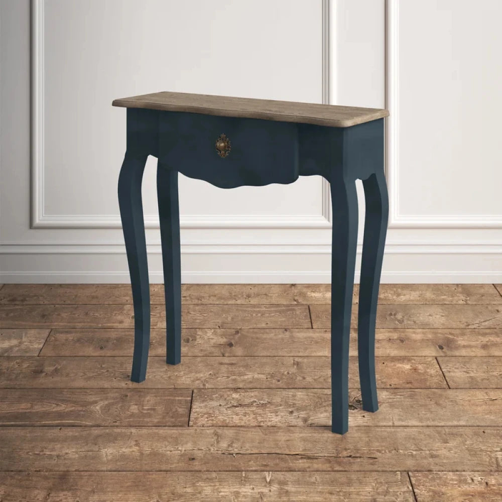 EDITH – Blue Country Style Console Table with Grey Top