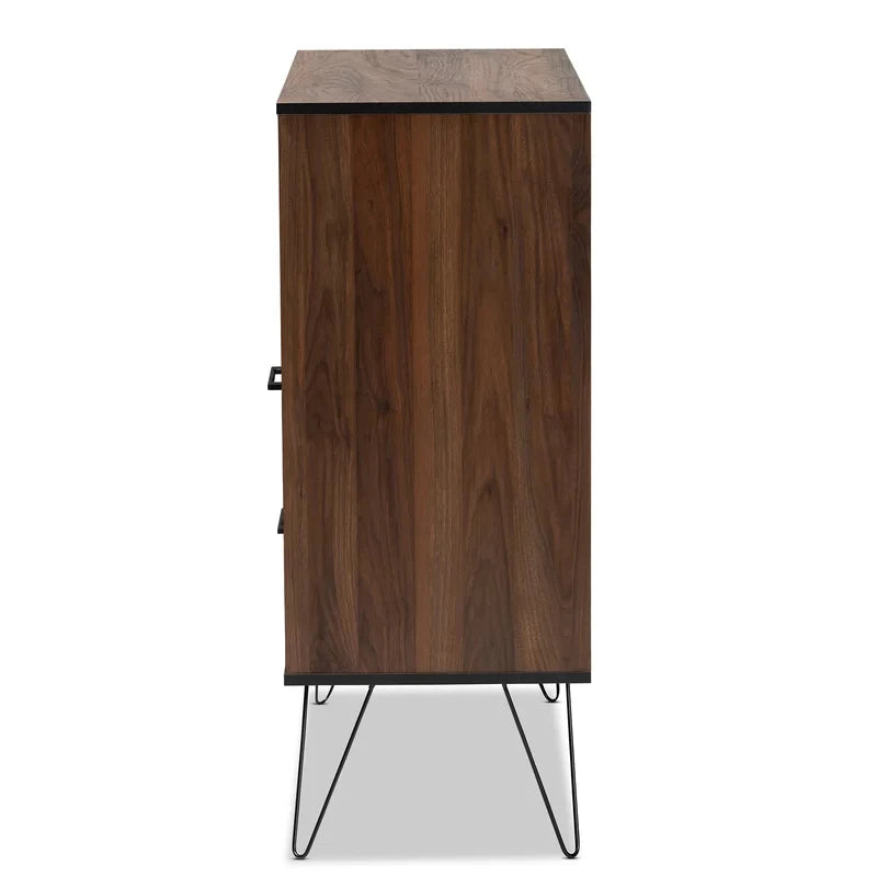 RENATA – Dark Walnut Brown Mid Century Side Board With Hairpin Legs