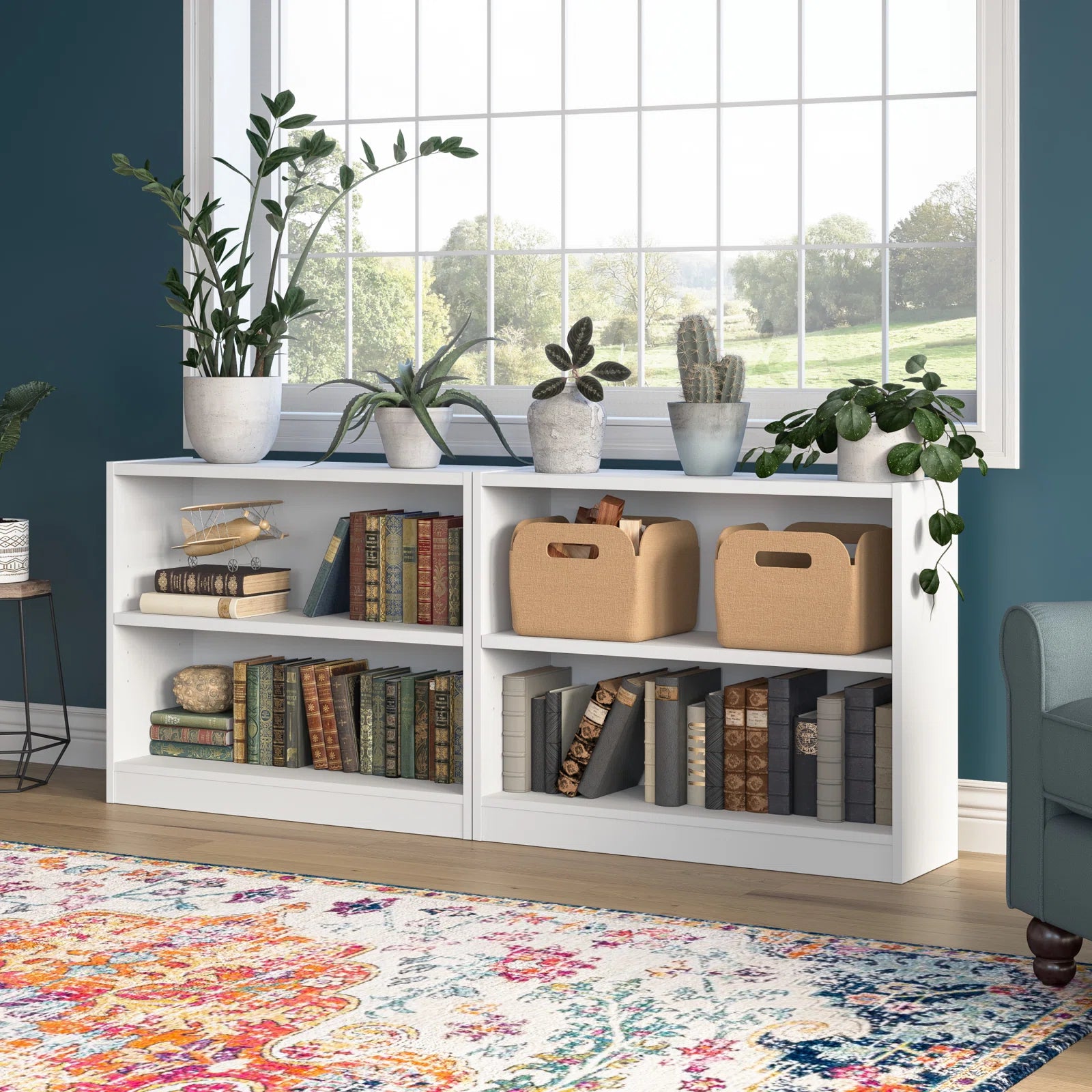 FENNA – White Contemporary Style Bookshelves Set
