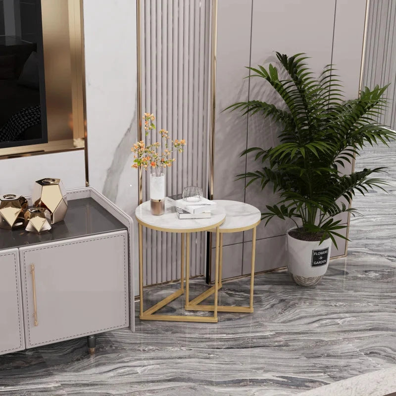 AURIC – Modern Luxury Style Golden & White Nesting Tables