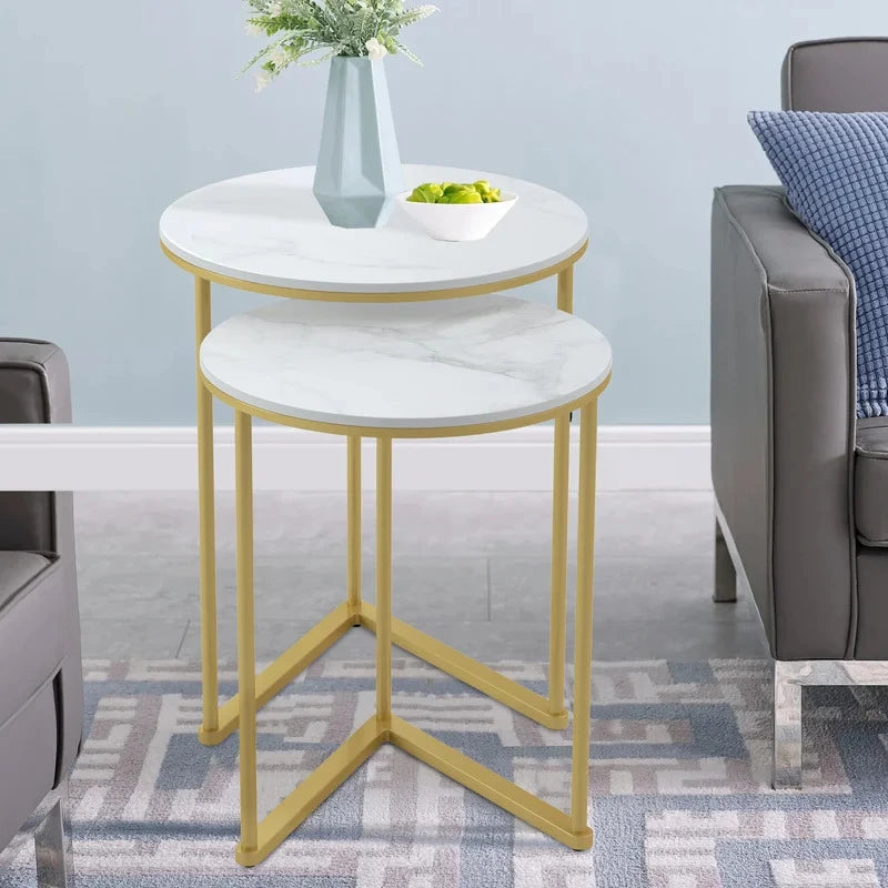 AURIC – Modern Luxury Style Golden & White Nesting Tables