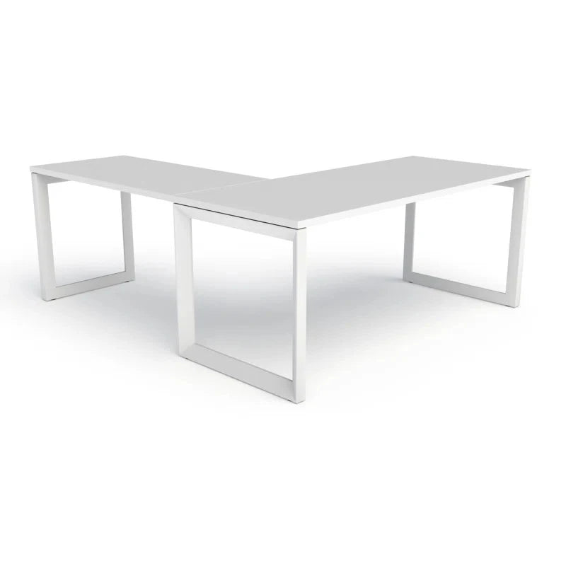 ALBUSPACE – Contemporary Style L Shape Work Desk with Metallic Frame