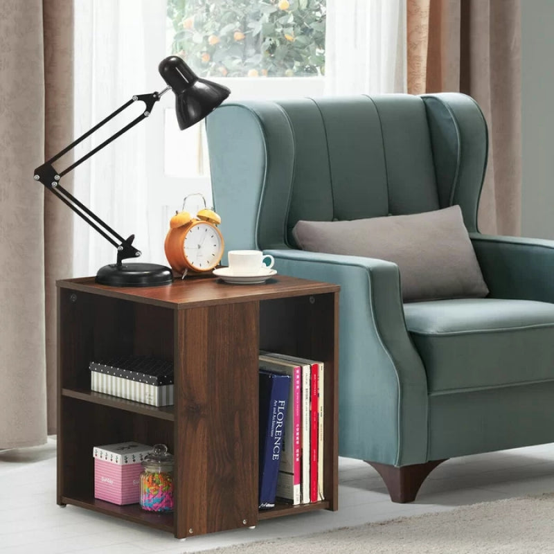 EQUALIN - Storage End Table Dark Brown