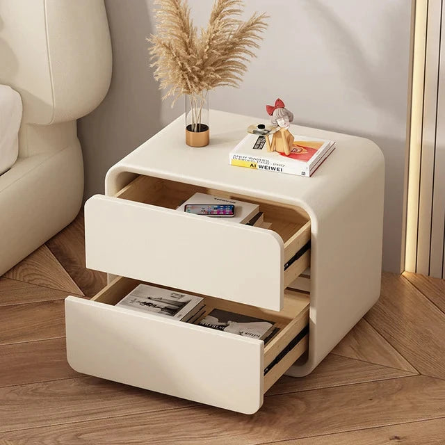 FLECT – Curved Edge Sleek Ivory Nightstand