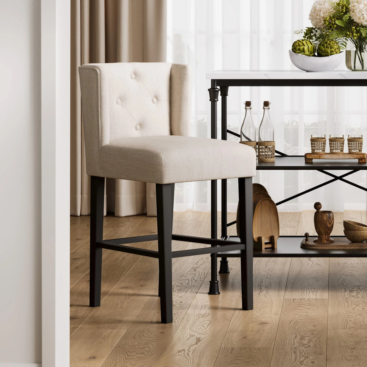 BUNNI – Classic Style Button Tufted Bar Stool