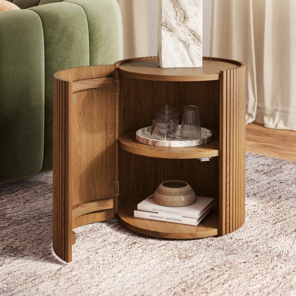 SOJORN – Classic Contemporary Style Round Storage End Table