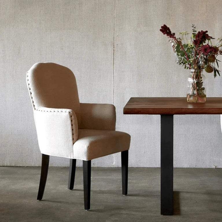LUNETTE – Traditional Style Light Beige Flared Legs Chair