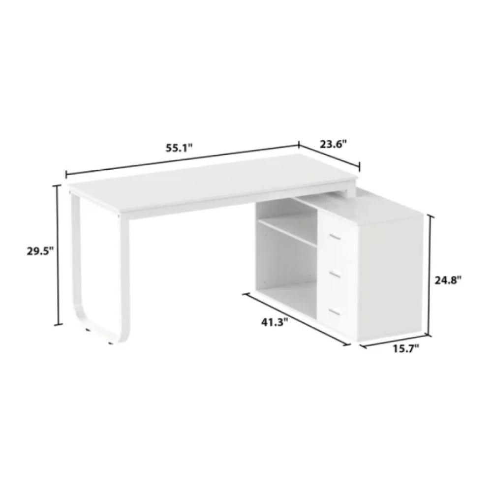PAULINE – L-Shape Manager Table White