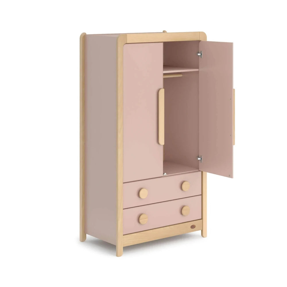 SALLY – Chunky Style Dusty Pink & Oak Brown Kids Wardrobe