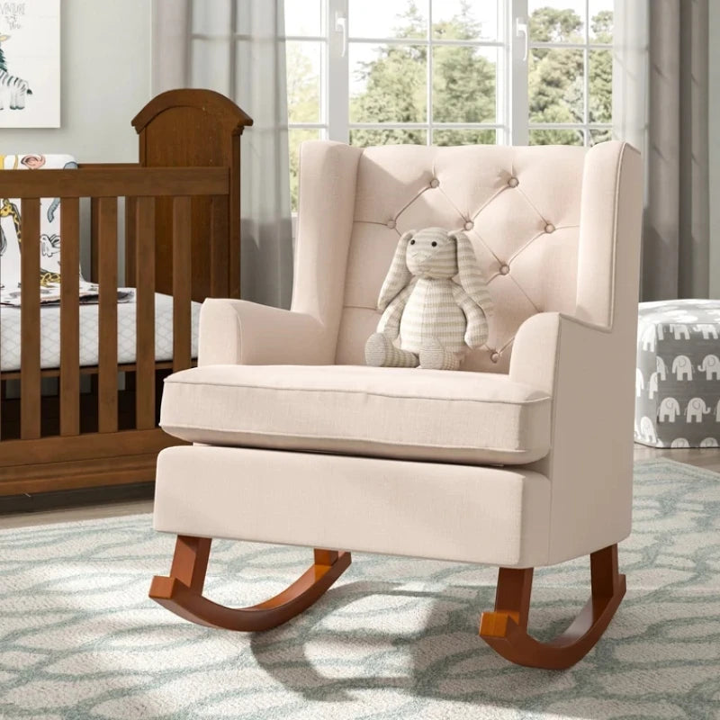 KHUMAR – Off White Tufted Rocking Chair