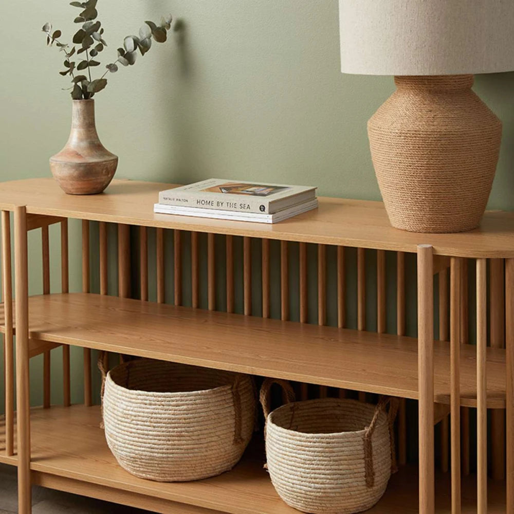 LAVINIA – Bohemian Style Slated Panel Open Shelf Sideboard