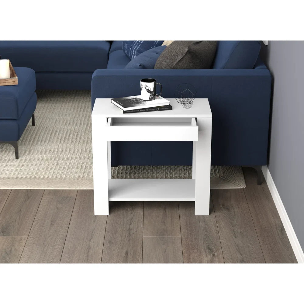 MADLY - Storage End Table Wooden White