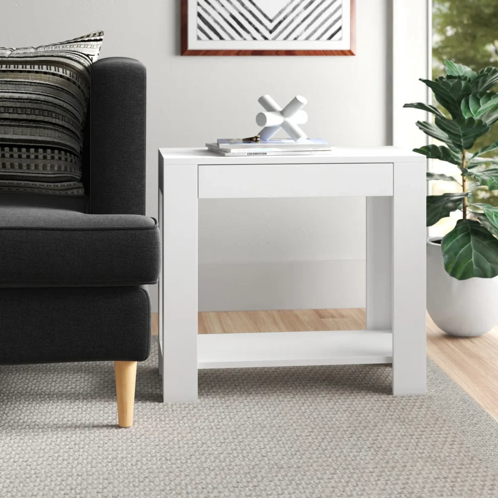 MADLY - Storage End Table Wooden White