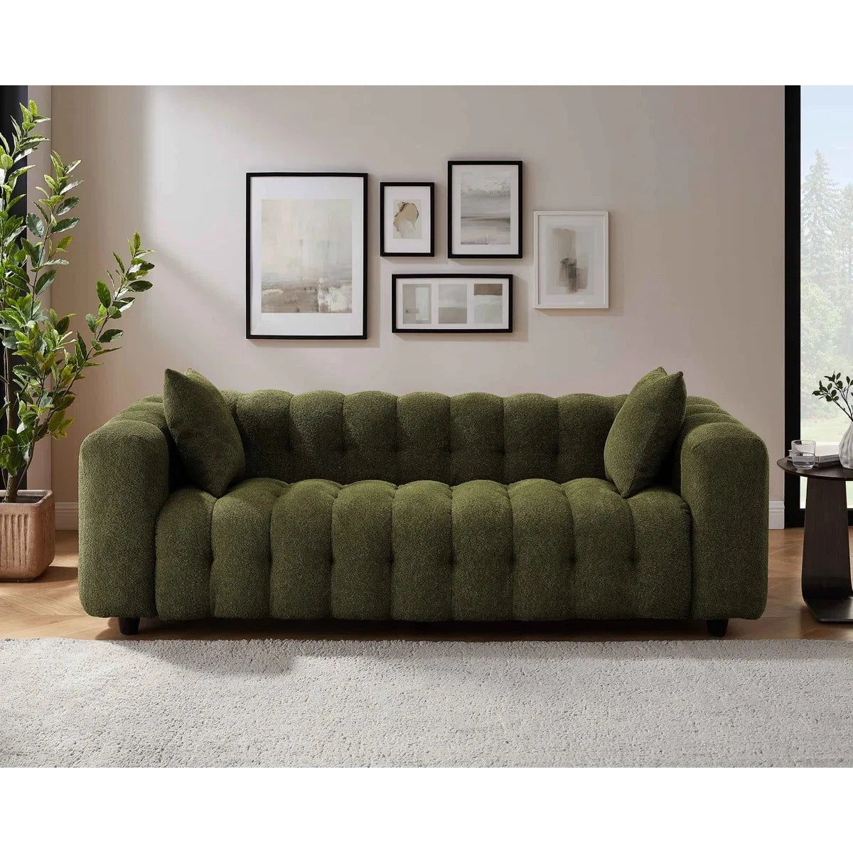 BUBELLA – Modern Bubble Style Green Three Seater Couch