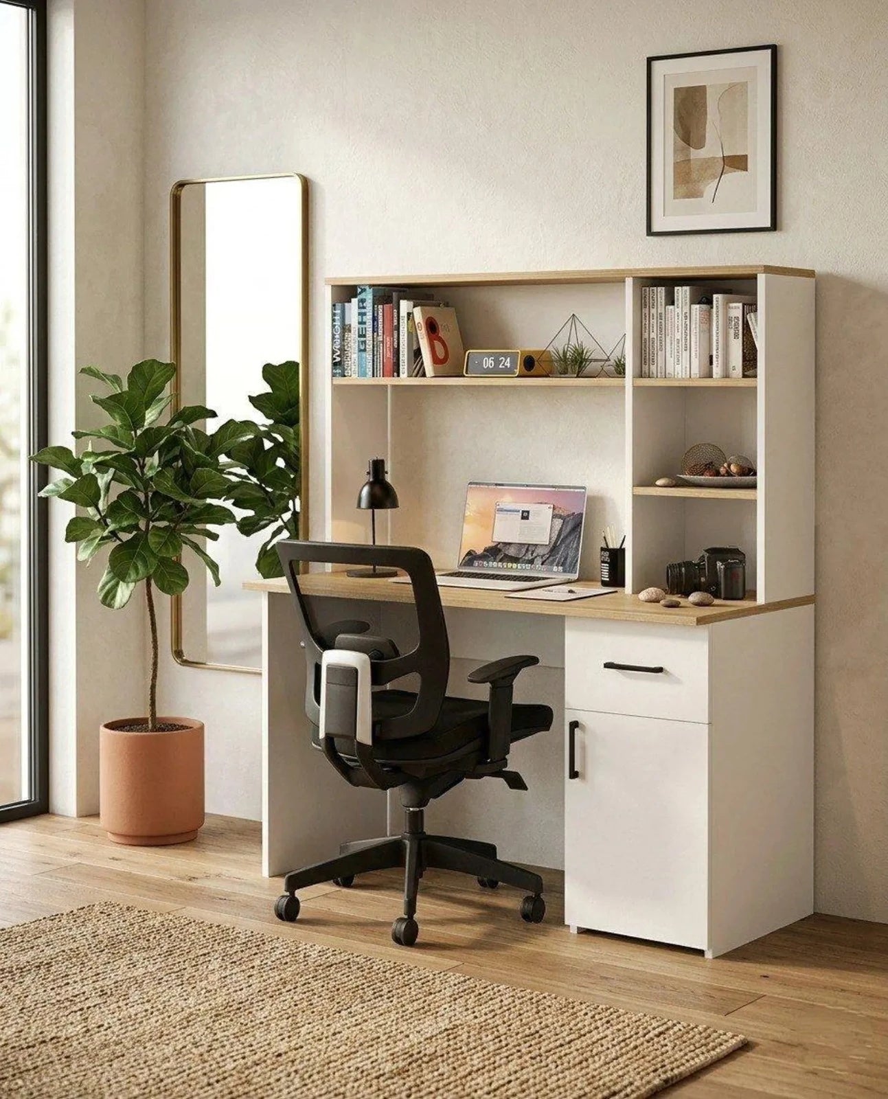 OPOC – Writing Desk with Bookshelf & Storage Cabinet