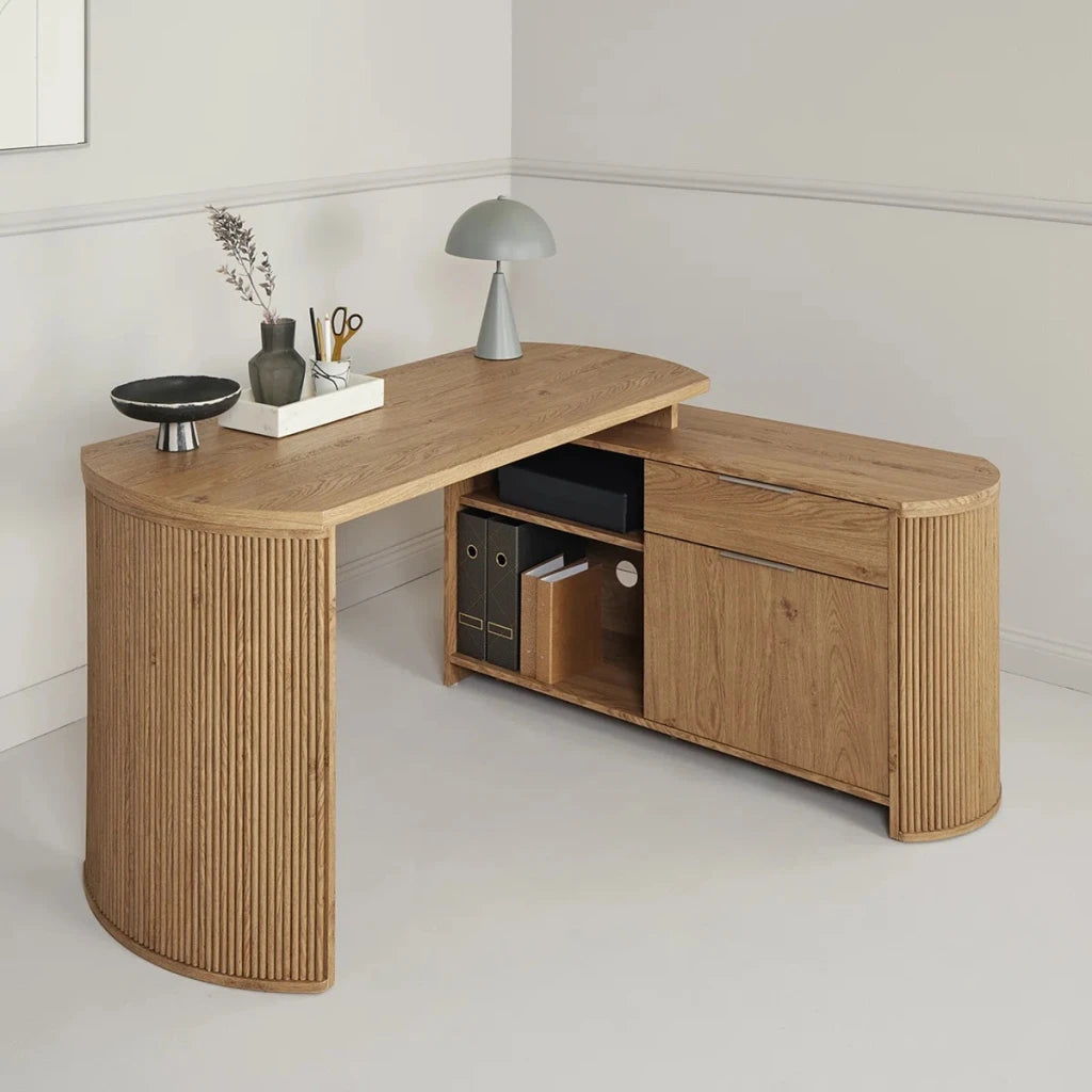 ALVIO – L-Shape Manager Table with Credenza Storage