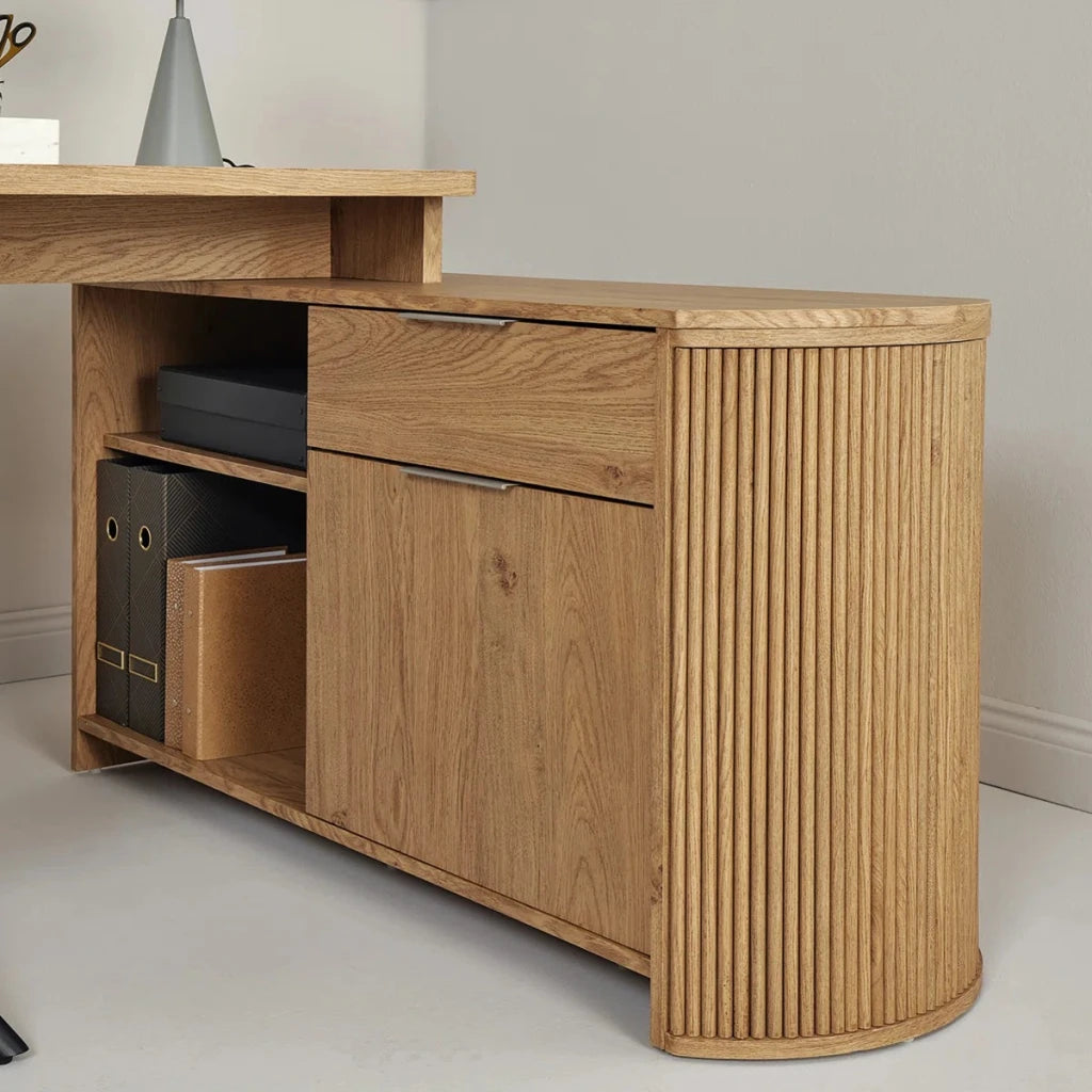 ALVIO – L-Shape Manager Table with Credenza Storage