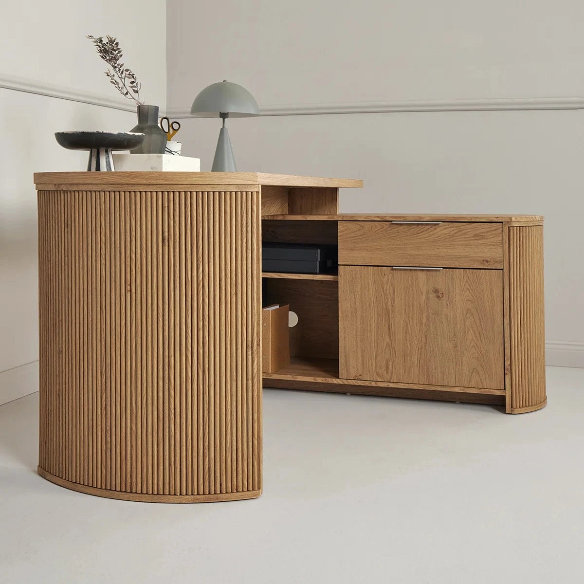 ALVIO – L-Shape Manager Table with Credenza Storage