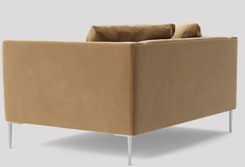 ORLA – Beige Comfy Love Seat with Silver Metal Legs