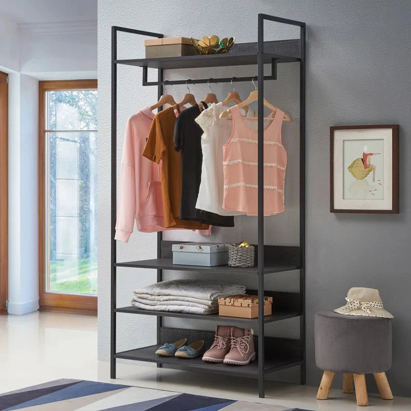 WINDSOR – Black Industrial Style Metallic Frame Cloth Hanging Rack