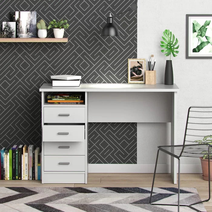 OLIV – Computer Desk White with Four Drawers