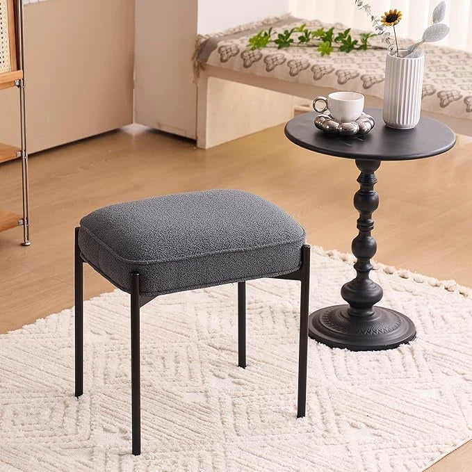 CRUNCH – Dark Grey Vanity Stool with Metallic Legs