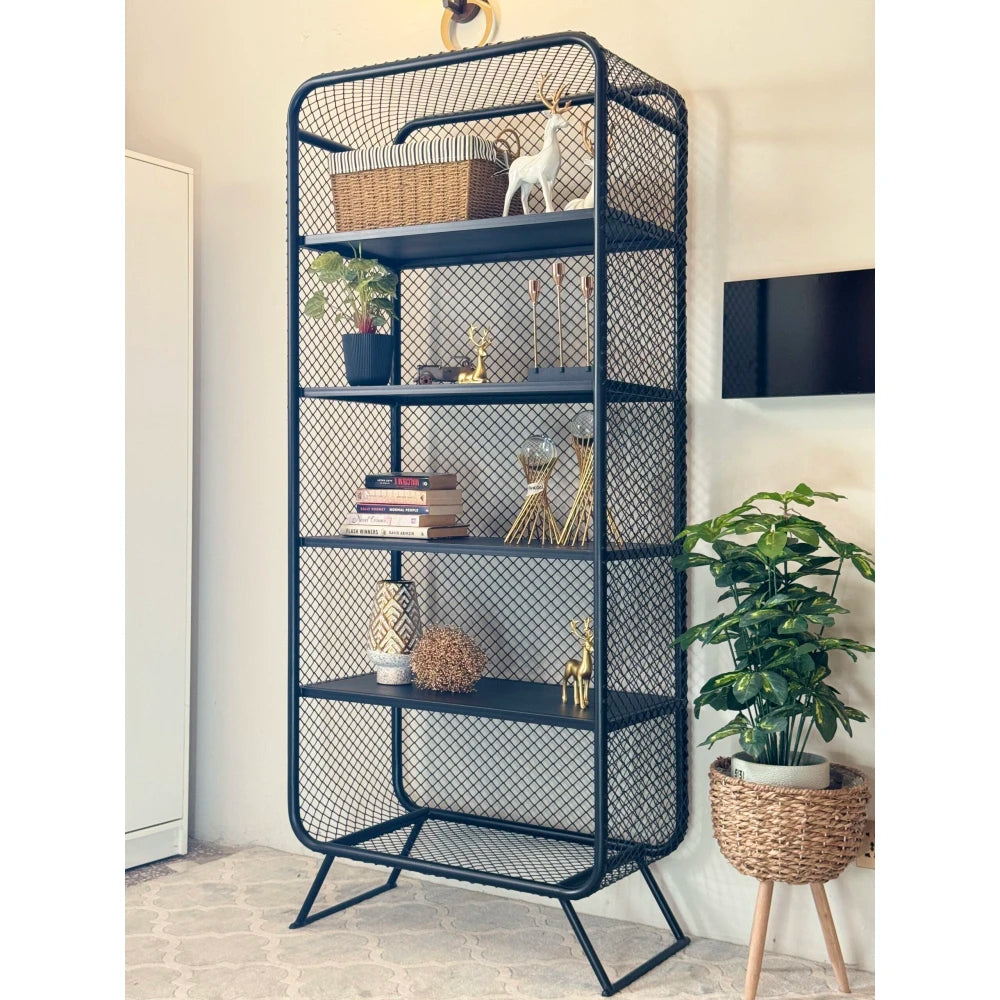 ALIK – Metal Iron Bookcase Black