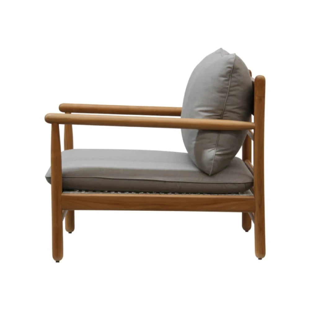 ARLO – Cane Work with Grey velvet Upholstery Arm Chair