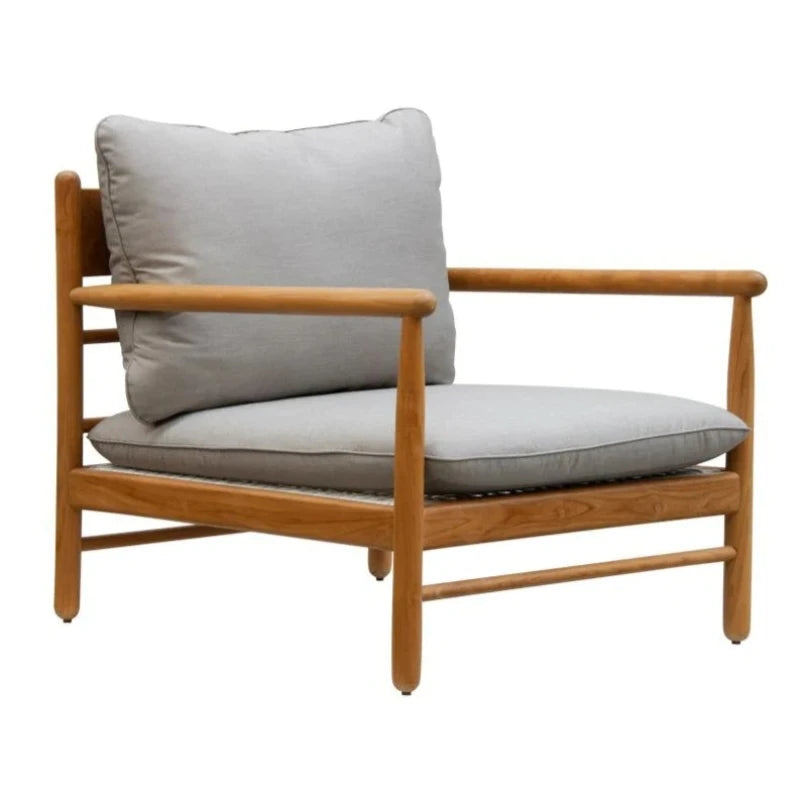 ARLO – Cane Work with Grey velvet Upholstery Arm Chair