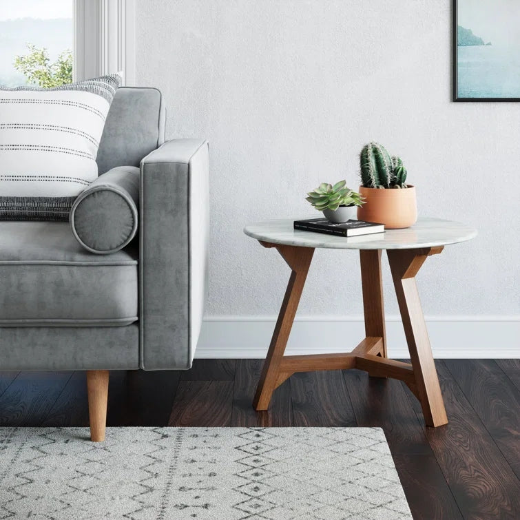 ZIRAM - Marble Top Three Leg End Table