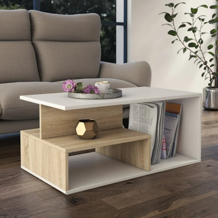 AYRES – White & Oak Contemporary Coffee Table