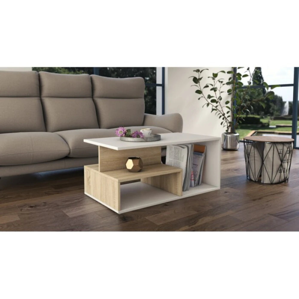 AYRES – White & Oak Contemporary Coffee Table