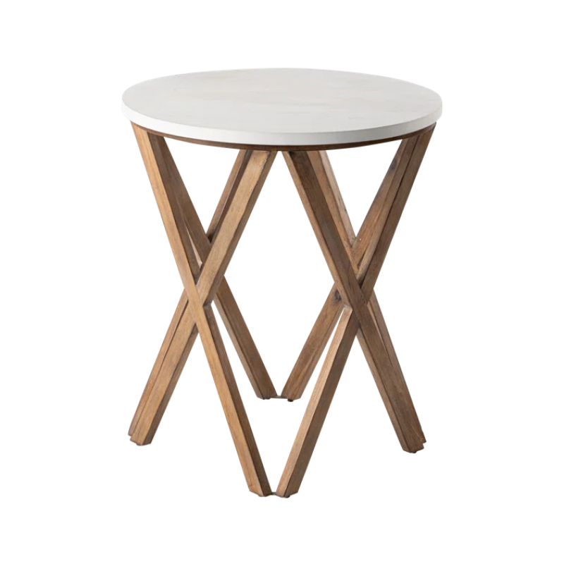 BRAZE - Round End Table with X Legs