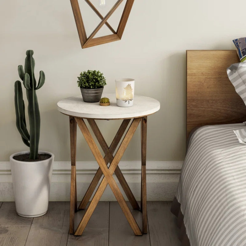 BRAZE - Round End Table with X Legs