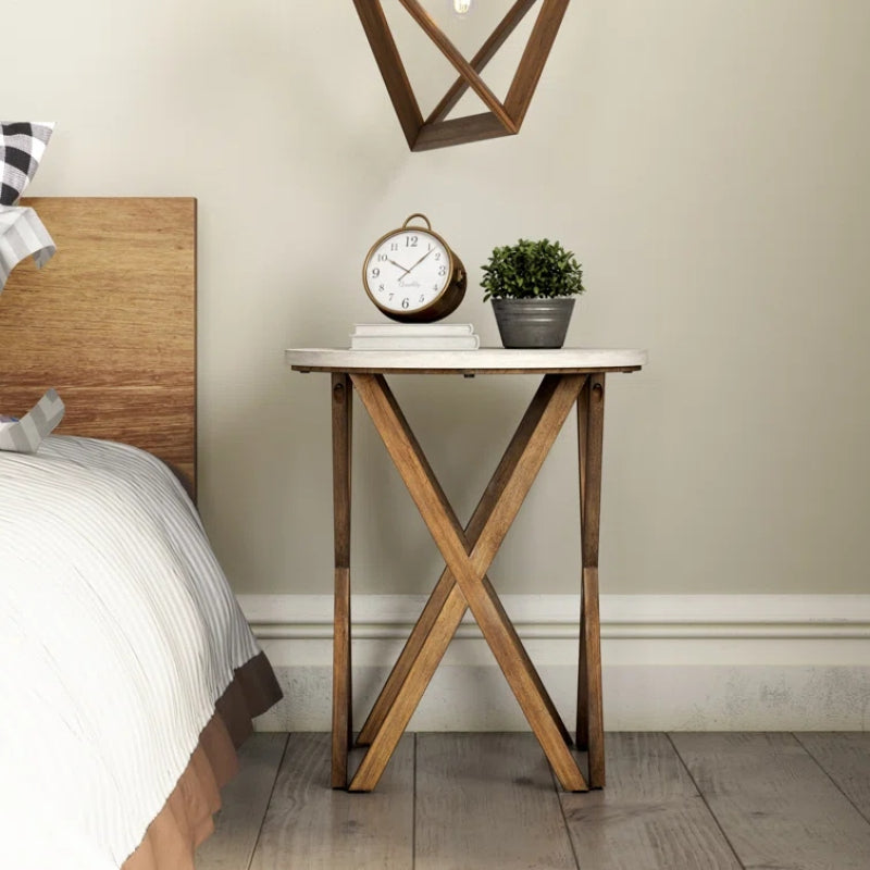 BRAZE - Round End Table with X Legs