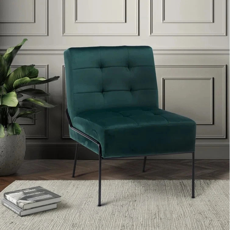 LEVENT – Green Velvet with Black Metallic Frame Accent Chair