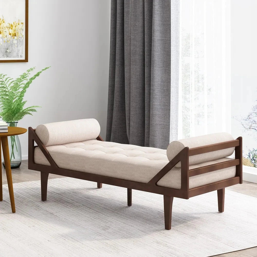 NAYLE – Classic Wooden Daybed with Two Neck Pillows